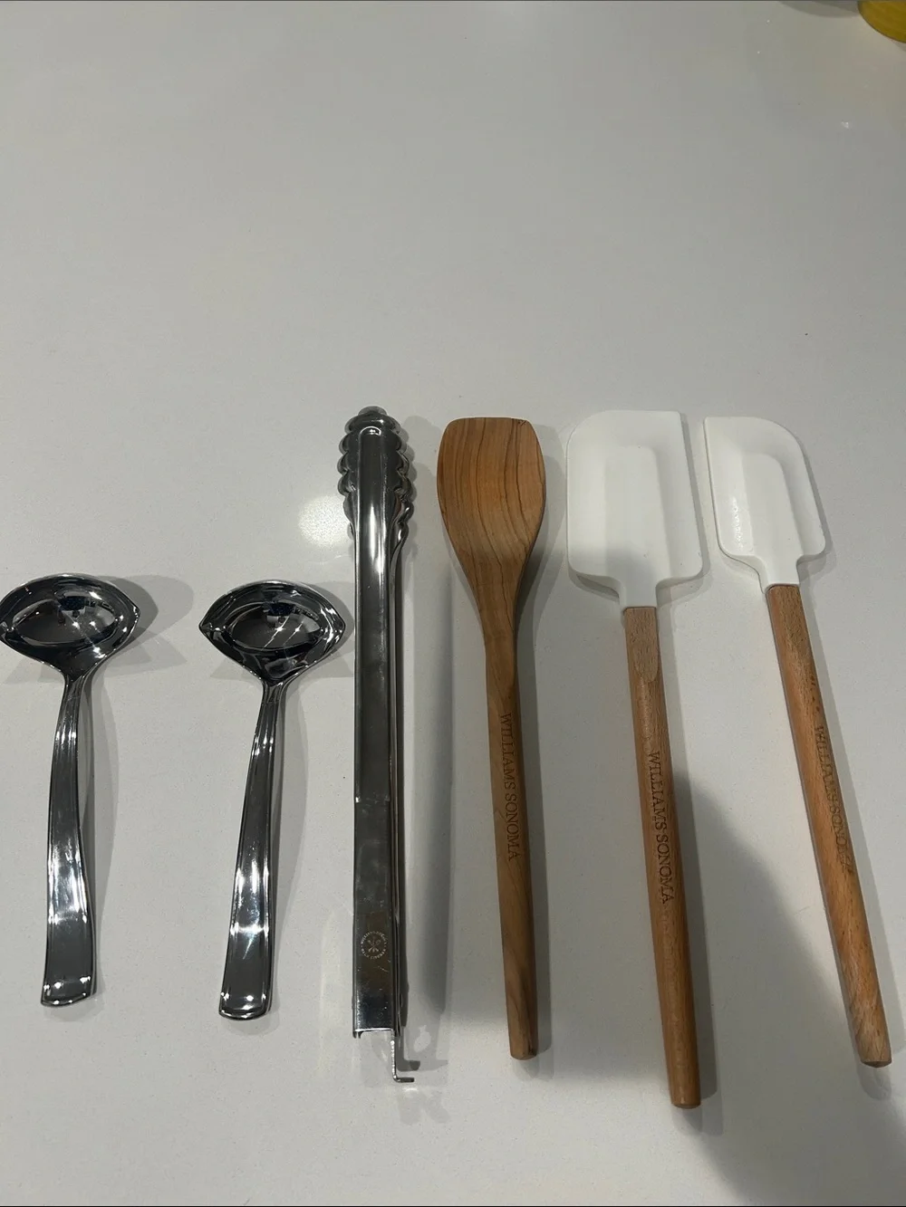 Williams Sonoma White & Natural Silicone Spatula and Wooden Spoon Set